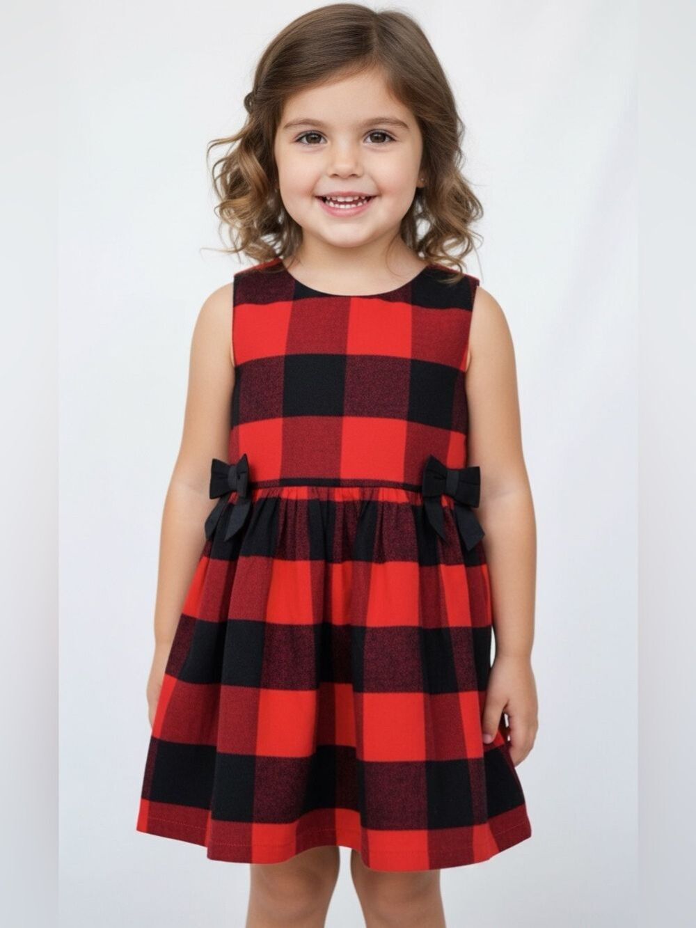 Carters Red Black Check with Bows Sleeveless Cotton Dress 3T (3 items for $12)